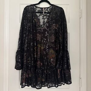 Black sequin free people long sleeve dress